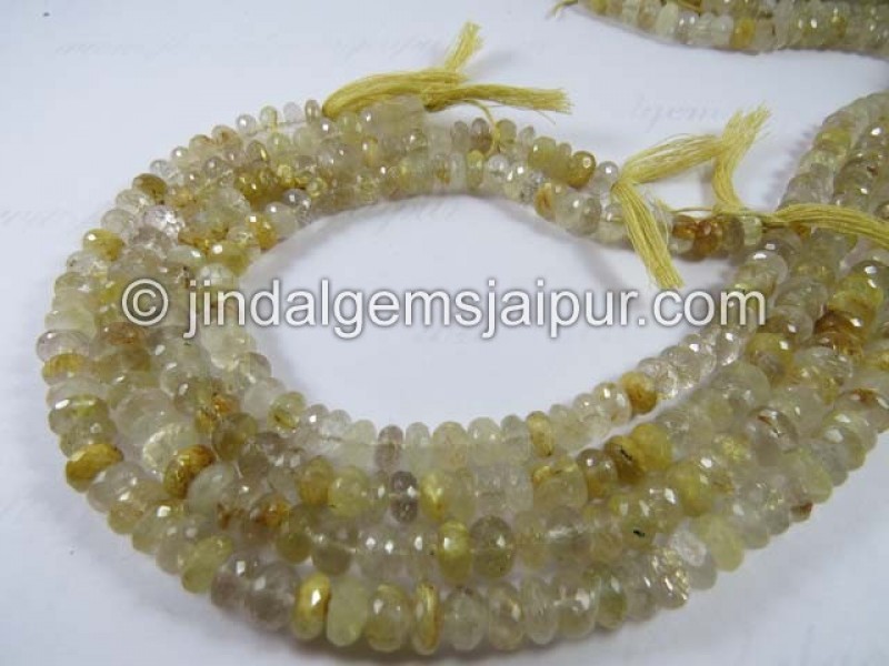 Golden Rutile Far Faceted Roundelle Shape Beads